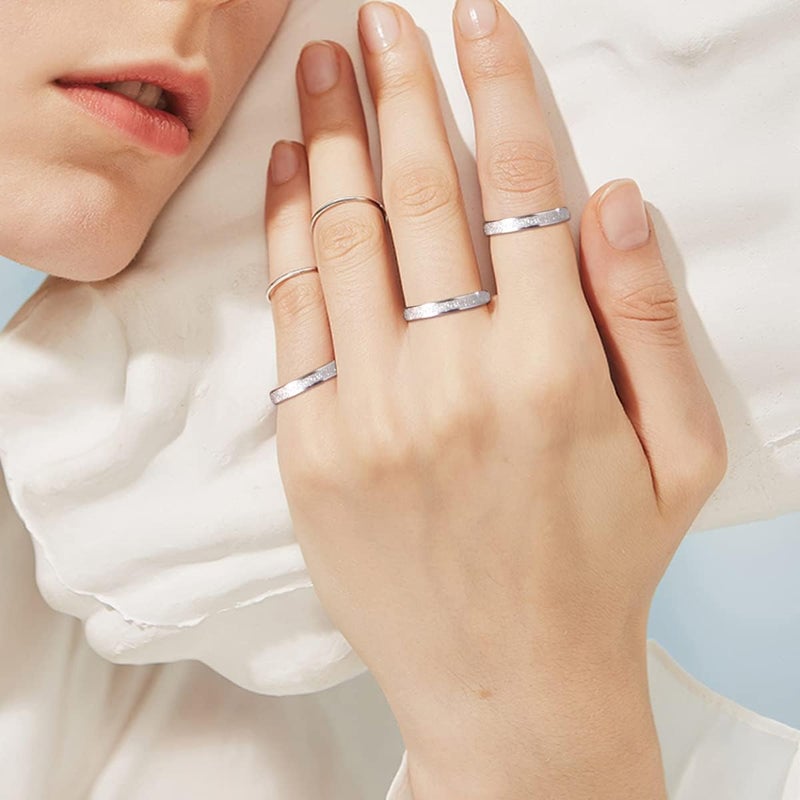 ChicSilver 925 Sterling Silver Stacking Rings for Women Skinny Thin Stackable Ring 3mm Wedding Band Ring Dainty Simple Jewelry for Size 4 - Image 2
